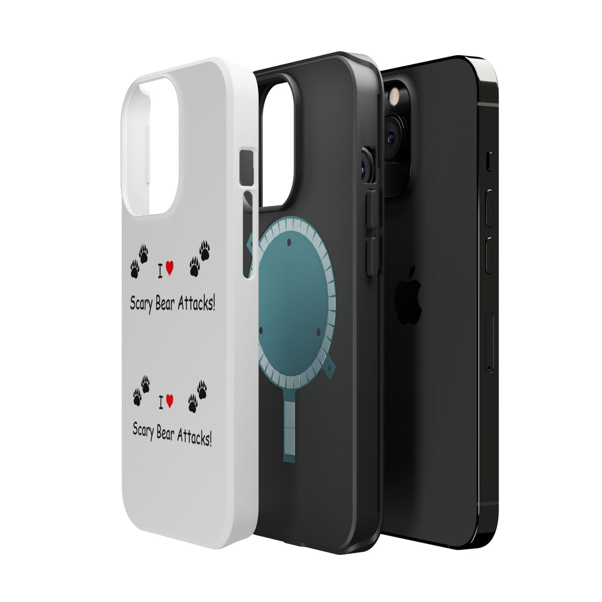 Phone Case — “I  Scary Bear Attacks!” Paw Print Magnetic Impact‑Resistant Case