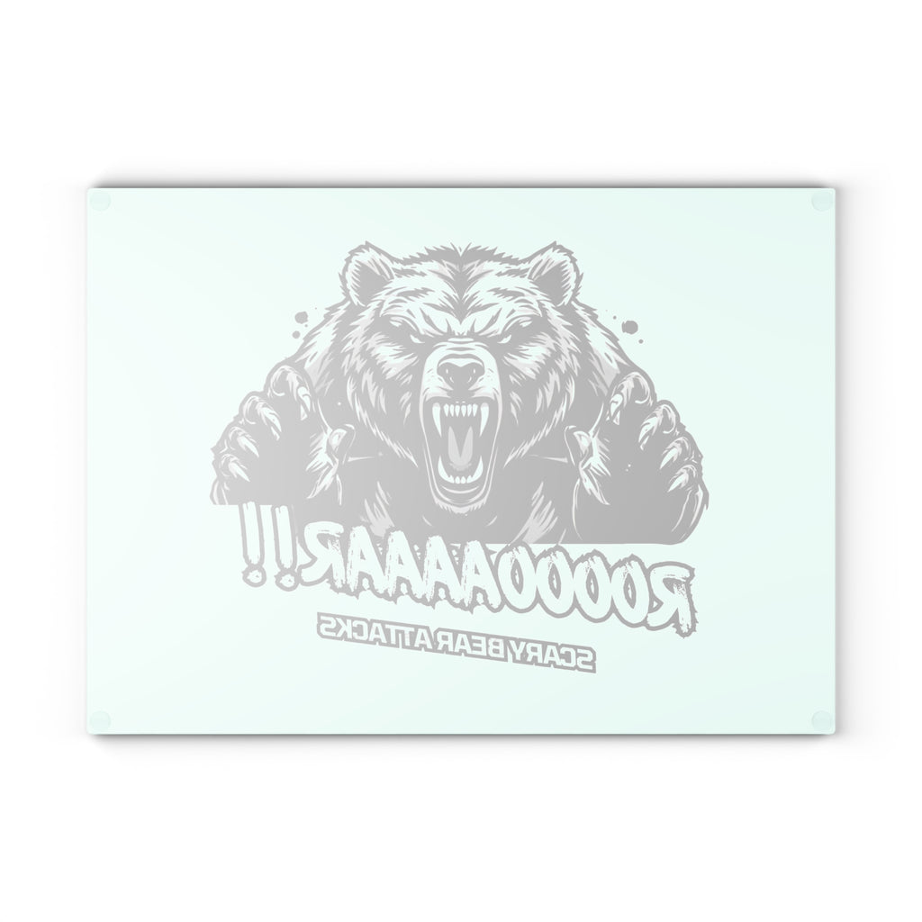 Glass Cutting Board — Roar Bear Graphic Tempered Glass Chopping Board ("ROOOOAAAR!! Scary Bear Attacks")