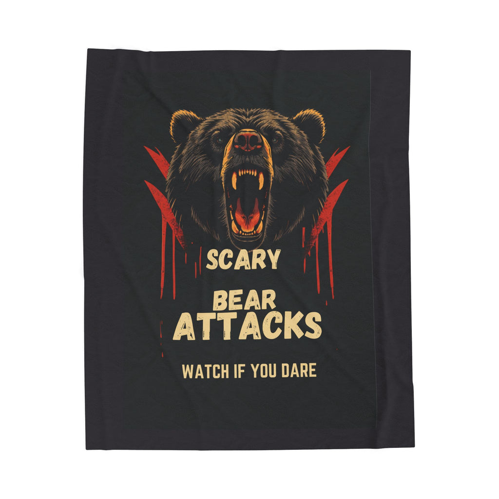 Velveteen Blanket - 'Scary Bear Attacks: Watch If You Dare' Plush Throw