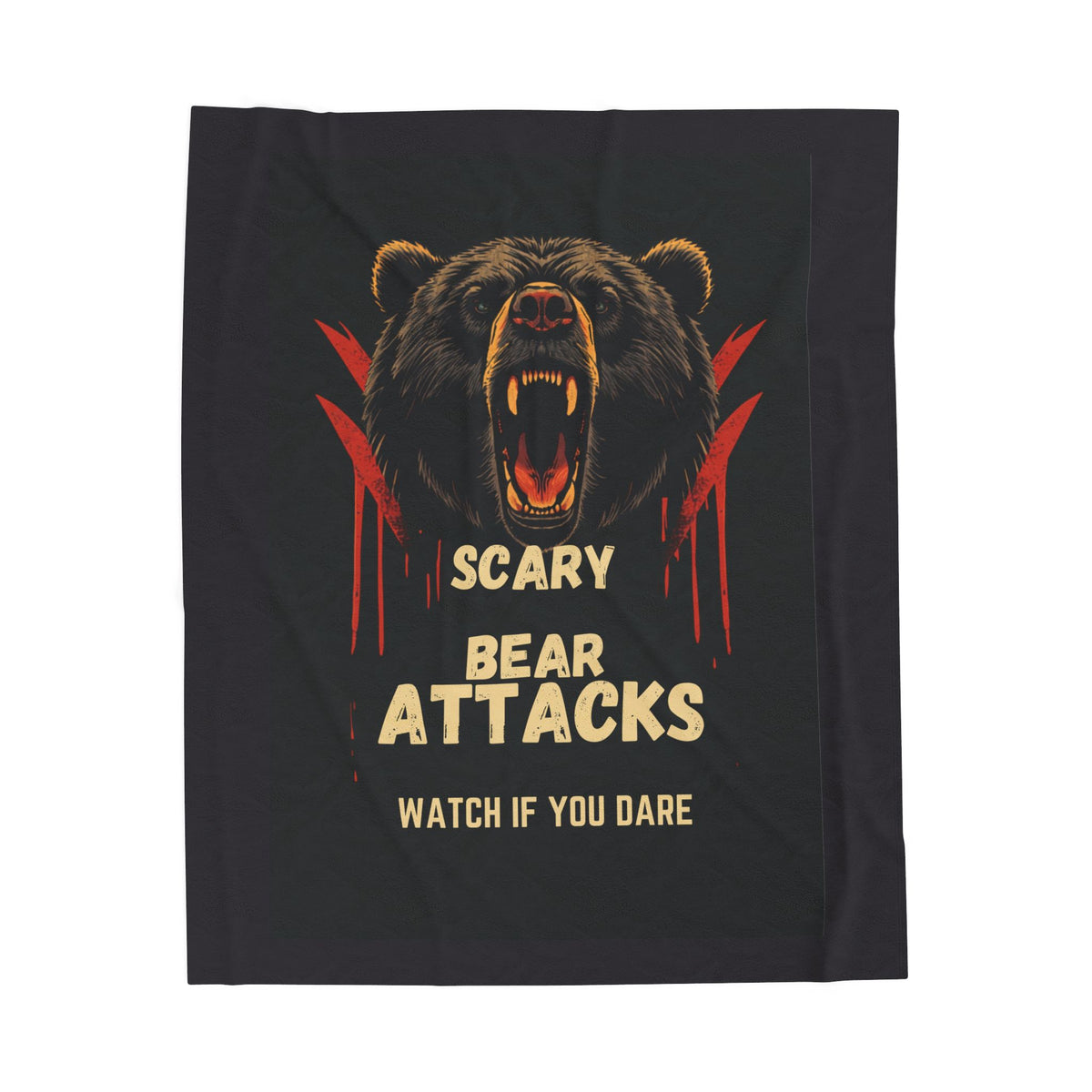 Velveteen Blanket - 'Scary Bear Attacks: Watch If You Dare' Plush Throw