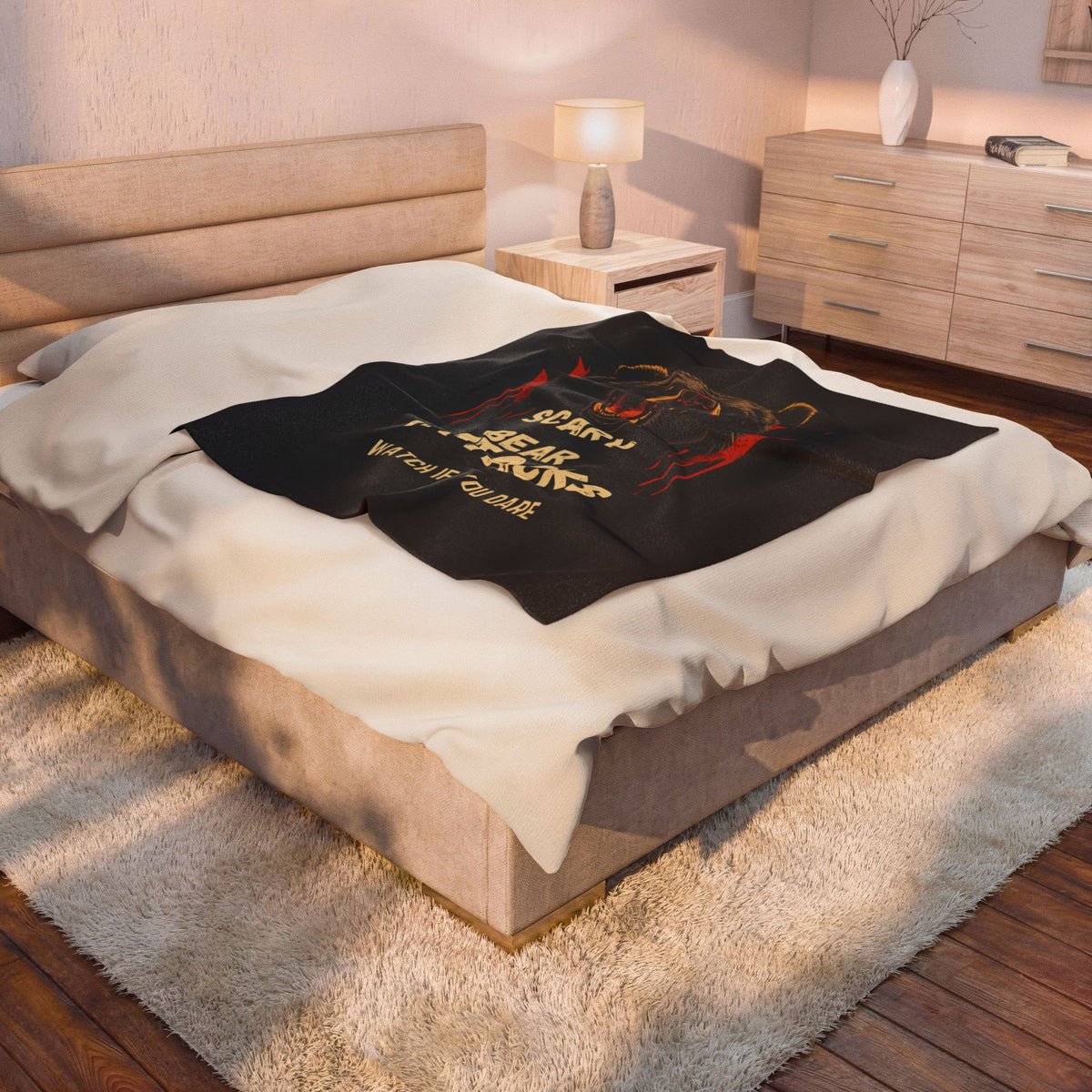 Velveteen Blanket - 'Scary Bear Attacks: Watch If You Dare' Plush Throw